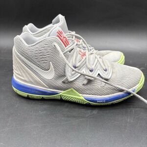 Nike Kyrie AQ2458-099 Youth Gray Neon Green Blue Basketball Shoes 3Y